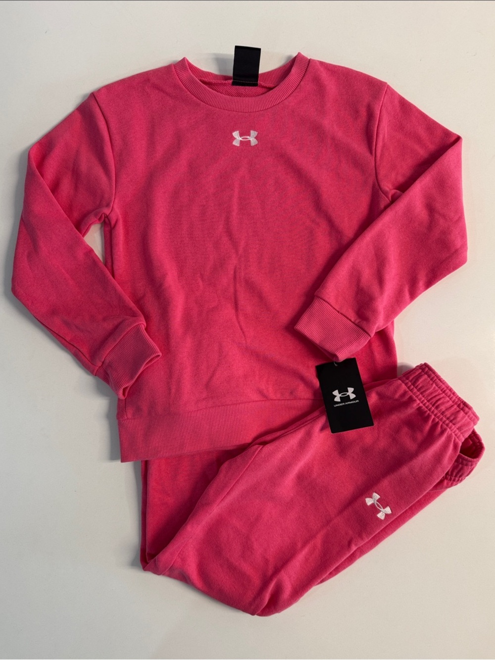 New Under Armour Pink Little Girls Crewneck Sweatshirt and Joggers 6X